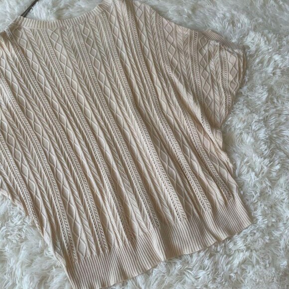 Meliya Cable Knit Sweater M Top White - Picture 4 of 5